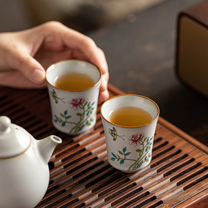 Tasse à thé en céramique Ru Ware, motif floral, tasse de maître en porcelaine, tasse à parfum Concubine Impériale, origine Dehua - Product Image 2