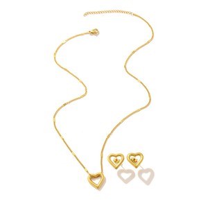 Conjunto de Collar y Pendientes de Acero Inoxidable con Colgante de Corazón para Mujer, Accesorios Impermeables, Joyería de Moda, Regalos - Product Image 2