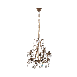 Lustre en laiton doré à feuilles de fleurs italiennes - Product Image 2
