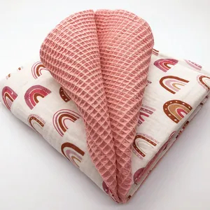 Venta al por mayor mantas chico-Manta de muselina para envolver al bebé, arcoíris, rosa, alta calidad
