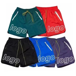 Shorts en maille pour hommes, imprimés lettres, pour le basketball, la course et la gym, style Hip Hop ample, streetwear décontracté, Rhudeing - Product Image 1