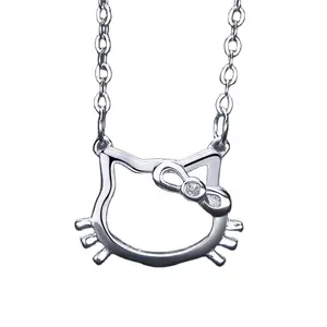 Neuer Schmuck Sterling Silber Hallo Kitty Katze Anhänger Halskette