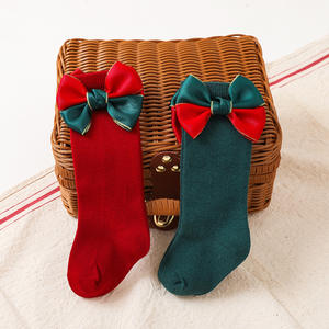 2022 nouveau 2 paires Pack chaussettes de noël rouge vert espagnol arc infantile bébé <span class=keywords><strong>premier</strong></span> bas de noël chaussettes - Product Image 6