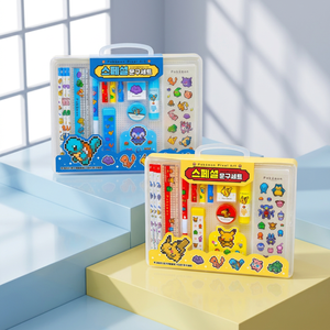 Ensemble de papeterie en plastique spécial, motifs aléatoires, fournitures scolaires coréennes pour enfants, crayon, gomme, taille-crayon, cadeau pour étudiants sur le thème de l'anime - Product Image 2