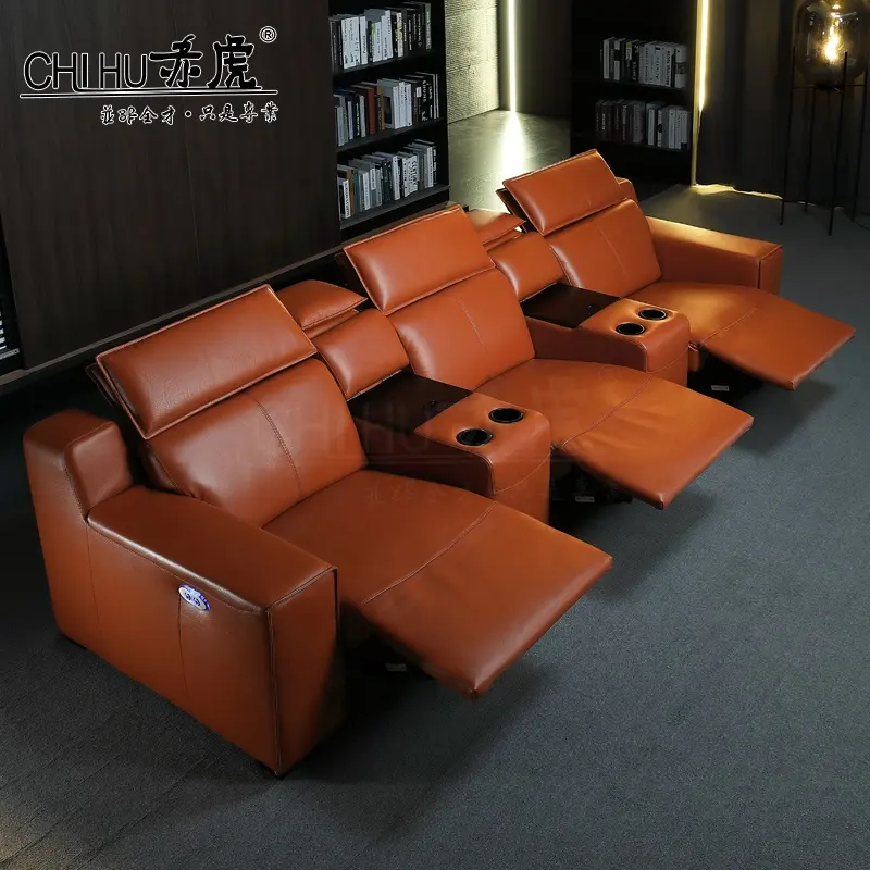 Custom luxury leisure power reclining home theater multi functional cinema movie sofa seats with power headrest
