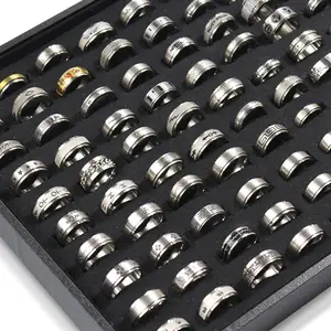 Bagues uniques personnalisées en acier inoxydable de 8mm avec rotation à 360 degrés Bijoux Soulager l'anxiété Décompresser Bague plaquée pour homme femme