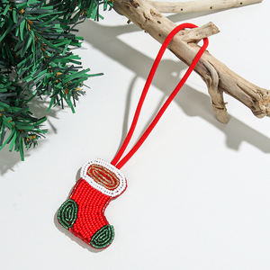 בוהמיאן חג החרוזים תיק קמעות זנגביל איש גרב חייל שלג איילים איילים נשים 'זרעים עבודת יד חרוז חג - Product Image 2