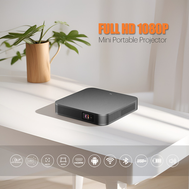 S500 DLP Projector 1080P 700 Lumens Mini Projector 4k Android Smart  Wifi Built-in Battery 3-4Hrs Auto Focus 2G+32G