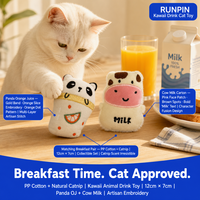 Mainan Kucing Panda Catnip Plush Berbentuk Cangkir Minuman, Diisi dengan Catnip Alami untuk Kucing Indoor, Permainan Interaktif