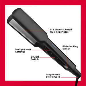Factory LED Electric Flatiron Fast Heating <b>Wide</b> Plate <b>Straightener</b> with Dual Voltage for Hotel Use Spanish French - Product Image 3