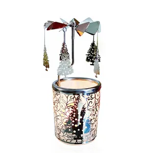 Marca Custom Carousel vela Árvore de Natal girando Chá luz castiçal spin Spinning castiçal rotativo castiçal