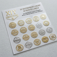Étiquettes transparentes imprimées en 3D avec transfert UV, résistantes à l'eau, de luxe, avec impression de logo de marque métallique, autocollant de transfert UV XJY