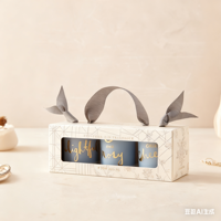 Maßgefertigte Goldfolie Logo Honigglas Kerzen-Verpackung Trio-Set Geschenkbox 3er-Pack Getränke-Set Verpackungsbox