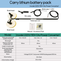 Brosse télescopique pour panneaux solaires en fibre de carbone-Double tête rotative électrique avec poils en nylon, fenêtre à eau et nettoyeur PV