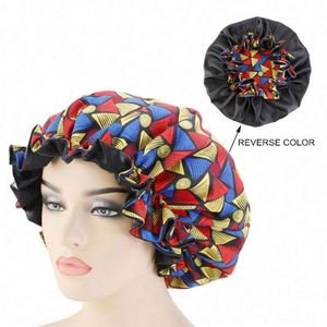 Bonnet en satin à motif africain double couche, grande vague, faible MOQ, foulard, bandeau, chapeau, casquette Ankara, ajustable pour usage quotidien - Product Image 3