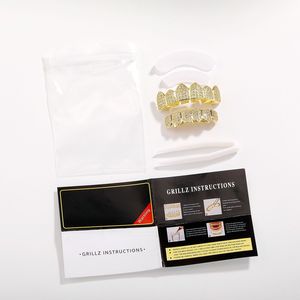 Full Diamond Plated Real <strong>Gold</strong> Zircon Geometric Braces Hot Halloween Explosions Vampire Fangs Hip Hop Wholesale - Product Image 3