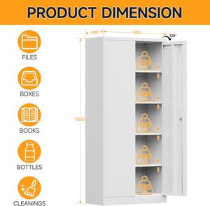 بيع بالجملة معدن حديث فولاذ طويل القامة مع 4 أرفف قابلة للتعديل قفل باب للمكتب والمنزل والمطبخ أو ورشة العمل - Product Image 5