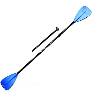 Pagaie de kayak pliable en quatre sections, lames bleues, tige noire, 162-210 cm, portable pour les lacs, les rivières, le stand up paddle - Product Image 2