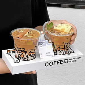 Bicchieri di Plastica Usa e Getta Personalizzati <span class=keywords><strong>per</strong></span> Bevande Fredde, Tè al <span class=keywords><strong>Latte</strong></span>, Succhi, Gelati, Confezioni da Asporto con Coperchio Rinforzato - Product Image 5