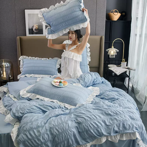 7 Pieces <strong>Ruffle</strong> <strong>White</strong> <strong>Bedding</strong> Sets Shabby Chic Farmhouse Bed in a Bag Queen with <strong>Ruffle</strong> Comforter Sheets Pillowcases &amp; Shams - Product Image 4