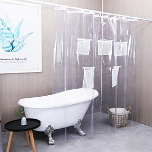 <span class=keywords><strong>Rideau</strong></span> <span class=keywords><strong>de</strong></span> <span class=keywords><strong>douche</strong></span> <span class=keywords><strong>transparent</strong></span> imperméable en PEVA <span class=keywords><strong>avec</strong></span> poche <span class=keywords><strong>de</strong></span> rangement en maille pratique - Product Image 1