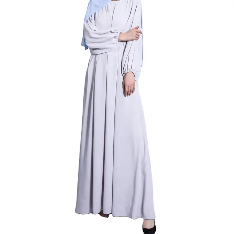 Muçulmano veste modelo Muçulmano vestido longo cintura vestido cor sólida com mangas ponto solto preço de fábrica hijab
