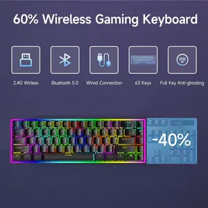 Professional Hot Swappable Red Switch 65% Wireless Mechanical Gaming Keyboard Backlit 68 Keys Compact Gamer Gaming Keyboard