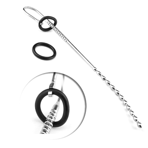 Dilator Uretra Super Panjang dengan <span class=keywords><strong>2</strong></span> Cincin, Penis Plug Baja Anti Karat untuk Masturbasi Pria, Stimulasi Uretra - Product Image 3