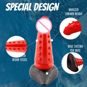 SEXBAY Neues Modell Monster Red Liquid <span class=keywords><strong>Silicone</strong></span> Großer Dildo Starke Saug-<span class=keywords><strong>Penis</strong></span> partikel für den Rücken <span class=keywords><strong>penis</strong></span> für Frauen - Product Image 2