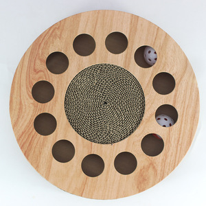 Round Corrugated Cardboard Cat Scratching Board With Ball Geometric <b>Pattern</b> Claw Sharpening Toy For Cats - Product Image 1