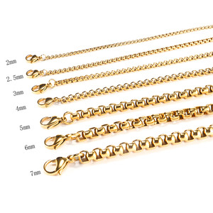 Vente en gros tendance Collier en acier inoxydable plaqué or 18 carats avec chaîne de perles carrées style ethnique pour femmes et hommes cadeau - Product Image 2