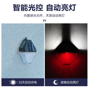 Lampe murale solaire XINGSITE LED colorée, étanche, avec capteur, pour extérieur, jardin, clôture, éclairage paysager - Product Image 5