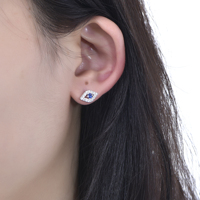Bonitos pendientes minimalistas de Plata de Ley 925 para mujer, Zirconia cúbica azul con chapado en oro, Material principal de ojos de diablo turco
