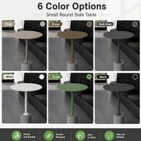 Table d'appoint ronde stable avec piétement en ciment, plateau en métal antirouille pour café, intérieur et extérieur