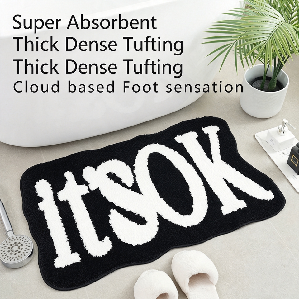 Ins Style Streetwear Irregular Flocked Carpet Black White Foldable ...