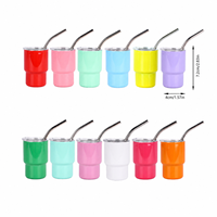 Tendance 2026 : Mini-gobelet mignon en acier inoxydable de 3 oz pour enfants, coloré, avec couvercle transparent et paille réutilisable, pour la maison et les fêtes
