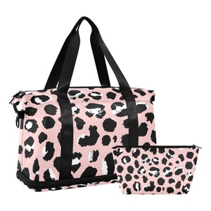 Leopard Print Design Duffel Sport <b>Bag</b> Large Capacity Foldable Travel <b>Bag</b> Zipper Expandable Portable Dry Wet Separation <b>Bag</b> - Product Image 1