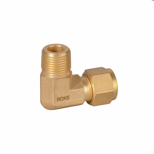 Raccord coudé en laiton ROKE avec filetage NPT pour tuyauterie hydraulique – Idéal pour la réparation et le remplacement - Product Image 1
