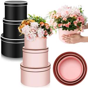 Boîte d'emballage cadeau en carton à baril <span class=keywords><strong>rond</strong></span> de luxe portable à transporter à la main ensemble de feuilles d'or revêtement UV estampage pour emballage de fleurs - Product Image 1