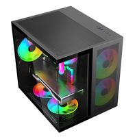 De vidrio templado MATX boîtier de pc avec verre trempé sans cadre refroidi cpu cabinet anti-poussière gamer gaming coque d'ordinateur