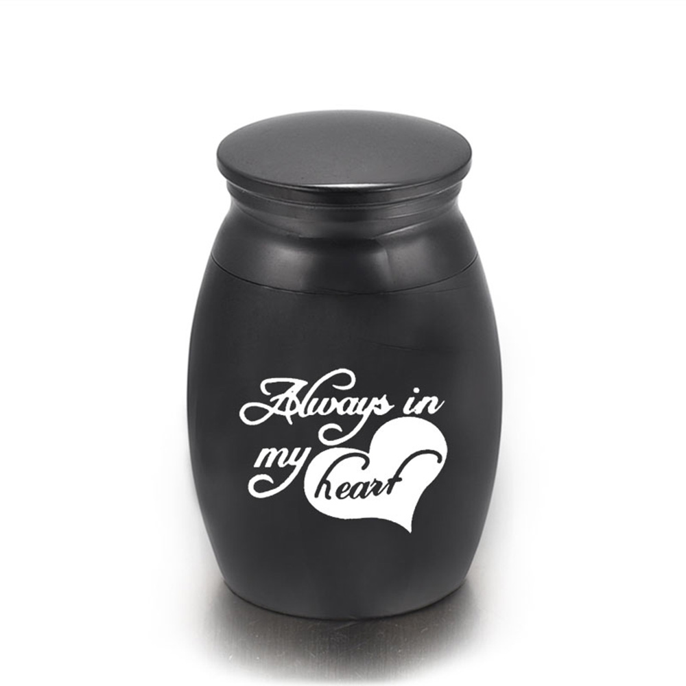 Оптовая продажа, мини-урны с надписью «Always in my heart» для кремации, памятные урны, 16*25 мм, урны из алюминиевого сплава