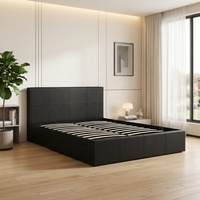 Lit moderne de luxe personnalisé avec dossier en cuir blanc et cadre en bois – Meuble de chambre durable, solution tout-en-un