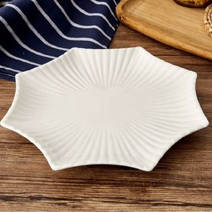أطباق تقديم سيراميك حديثة فريدة على شكل نجم البحر لمطعم الزفاف والمنزل المزخرف أطباق مثمنة بيضاء نقية 8-12 بوصة - Product Image 1