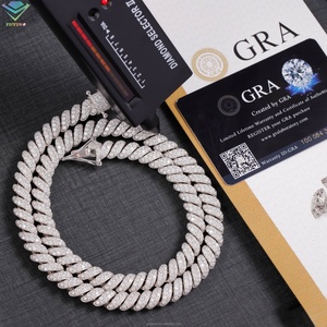 Nouveauté Collier en diamant VVS plaqué or 18 carats Argent 925 Bling Iced Out Chaîne cubaine en moissanite avec certificat GRA - Product Image 1