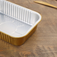 Barquettes rectangulaires jetables à parois lisses pour l'emballage alimentaire, en aluminium couleur or, 580 ml, 750 ml, 930 ml