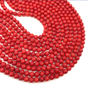 Cuentas Redondas Lisas de Coral Rojo Sintético para Joyería, Pulseras y Tobilleras para Mujeres y Niñas, Hilos de Rondelles de 13 Pulgadas, Piedra de Nacimiento - Product Image 1
