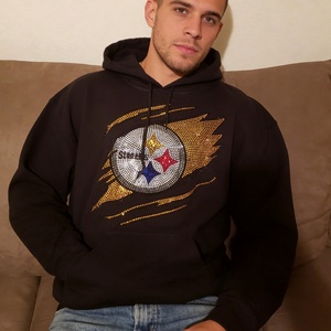 Applique thermocollante personnalisable en strass pour la Terrible Towel des Steelers de Pittsburgh, vente en gros, directement de l'usine, pour le jour du match - Product Image 2