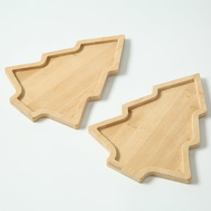 Bamboo Christmas Tree <b>Tray</b> 24x18x1.2 Cm Multi Compartment Serving Plate For Fruit <b>Snacks</b> Home Restaurant Use - Product Image 4