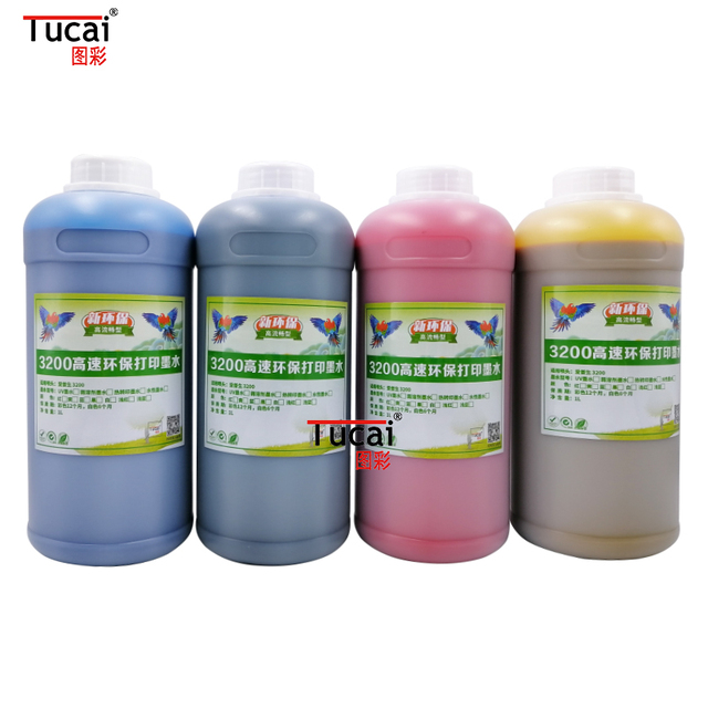 TUCAI 1000ML Low Smell Eco-Solvent for for Digital Printing CMYK LC LM for I3200/I3200E/XP600 Print Heads
