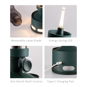 Không dây trong nhà ngoài trời dầu hỏa 4000mAh có thể sạc lại pin ánh sáng ban đêm USB Dimmable Glass Shade Led nhà hàng bảng đèn - Product Image 5